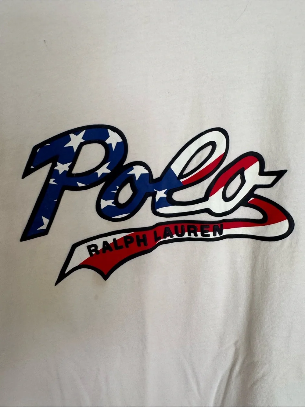 Polo by Ralph Lauren White & Gray Patriotic Script Tee